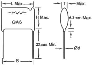 Mechanical Drawing - Cornell Dubilier / Knowles QAS Arc Suppressor/Snubber Network Film Capacitors